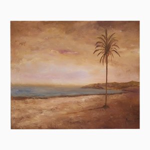 Miguel Ángel García López, Palmera a las 19:00 h, óleo sobre lienzo