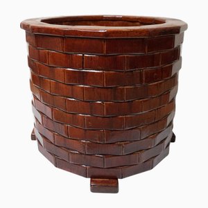 Großer Brutalistischer kubistischer Pflanzenhalter aus Holz, 1960er
