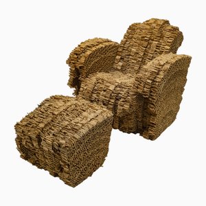 Silla Little Beaver en miniatura con otomana de Frank Gehry para Vitra, 1996. Juego de 2