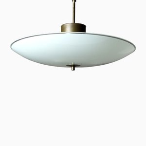 Vintage Hängelampe aus Messing & Glas, Italien, 1950er