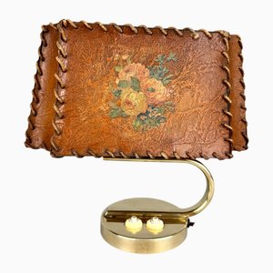 Brass and Parchment Table Lamp, 1930s