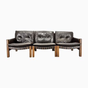 Modular Leather Sofa by Ton, Czechoslovakia, 1980s