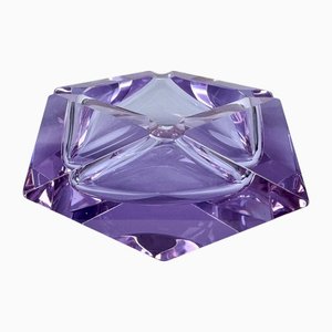 Art Deco Large Neodymium Glass Ashtray by Moser, 1930s