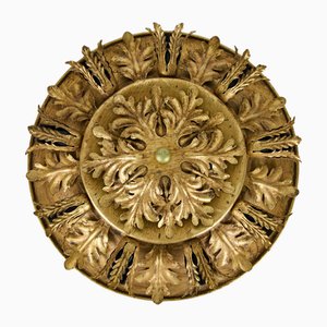 Large Golden Florentine Flower Shape Flush Mount attributed to Banci Firenze, Italy, 1970s