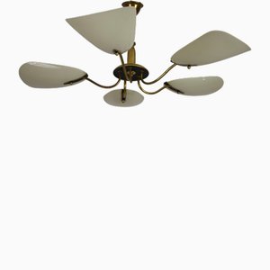Mid-Century Italian Brass 5-Arm Sputnik Chandelier, Germany, 1950s