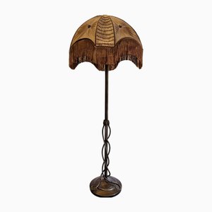 Vintage Bronze Floor Lamp with Entwined Snakes, 1890s