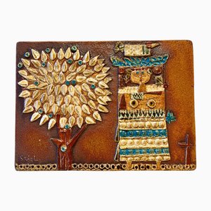 Wandtafel aus Steingut von Stig Lindberg für Gustavsberg, 1950er