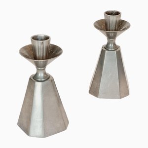 Vintage Swedish Candleholders in Pewter from Gab, 1962, Set of 2