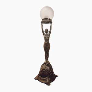 Tischlampe aus Bronze von Gerda Sprinchorn für Herman Bergman Stockholm, 1890er