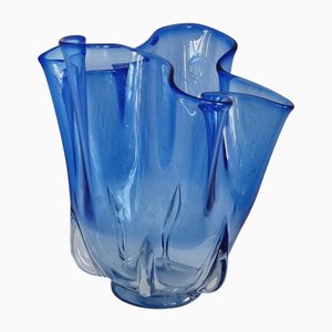 Jarrón con pañuelo de cristal de Murano, Italia, años 80-90