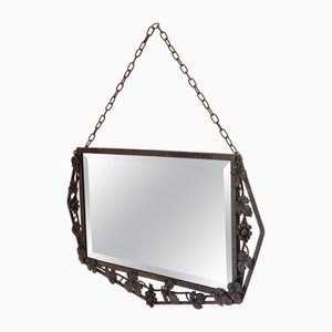 French Art Deco Iron Mirror, 1930s