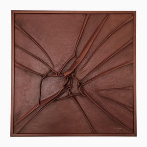 Postmodern Wall Relief in Leather by Ing-Marie Linder, Sweden, 1986