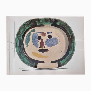 Print Depicting Pablo Picasso Vallauris Plate with Face from Albert Skira, Mid-20th Century