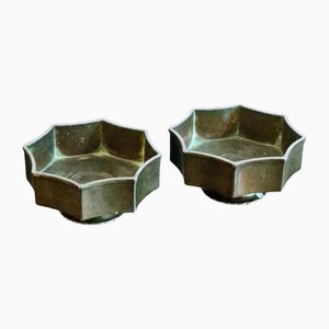 Bols ou Bougeoirs Grace Disko en Métal par Just Andersen, Danemark, 1920s, Set de 2