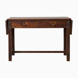 Antique Swedish Grace Desk in Pine with Hand Carved Decor by Otto Wretling, 1890s