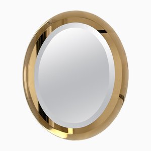 Italian Oval Double Beveled Mirror attributed to Cristal Arte, Italy, 1950s