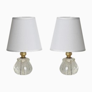 Mid-Century Bullicante Murano Glass Ball Table Lamps from Seguso, Italy 1950s, Set of 2
