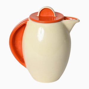 Jarra de café en naranja y marfil de Rometti Umbertide, Italia, años 40