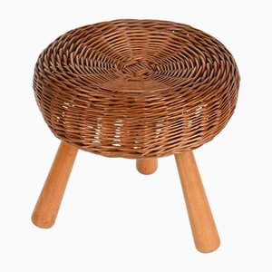 Mid-Century Stool or Side Table in Wicker & Wood by Tony Paul, United States, 1950s