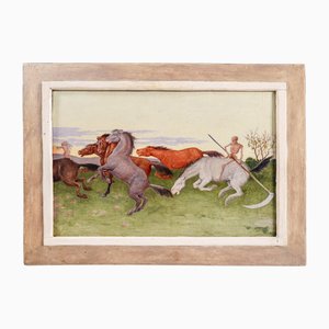Pasquale Rossi, Horses and Death, Oil on Canvas, 1800s