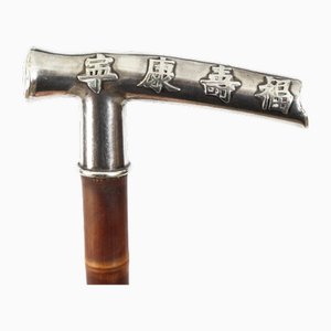 Antique Chinese Silver Walking Stick, 1800s