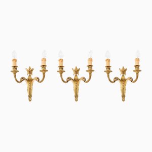 20th Century Ormolu Wall Lights, 1890s, Set of 3