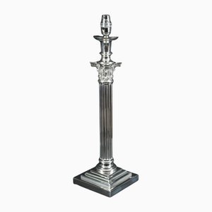 19th Century Silver Plated Victorian Corinthian Column Table Lamp, 1890s