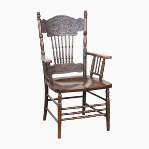 English Bar Chair with Wood Carvings