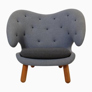 Pelikan Chair in Blue Fabric by Finn Juhl