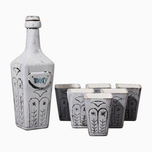 Set da portata Mid-Century in ceramica di Vallauris, set di 7