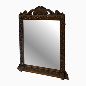 19th Century Victorian Carved Oak Wall Mirror, 1860s