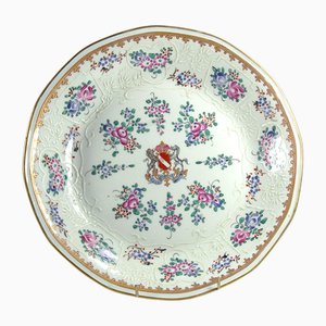 Wappenteller aus Porzellan, 19. Jh. von Edme Samson, 1890er