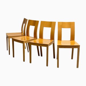 Modern Wooden Stackable Chairs, Set of 4