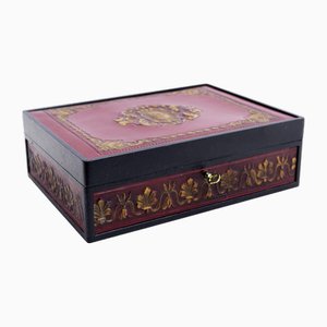 Art Nouveau Leather Box, Italy 1970s