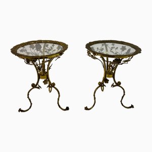 Verzierte spanische Mid-Century Beistelltische aus Messing, 1960er, 2er Set
