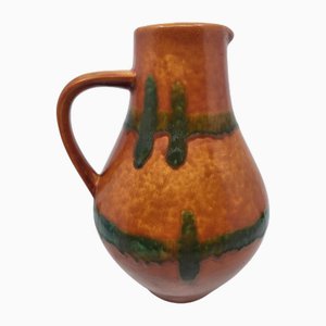 West German Vase in Orange and Green Ceramic, 1970s