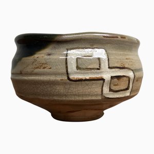 Vintage Oribe Ware Chawan Tea Bowl by Shunji Kato, 1960s