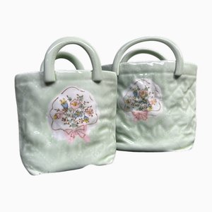 Porcelain Handbag Vases from Hasami Ware, 1980s, Set of 2