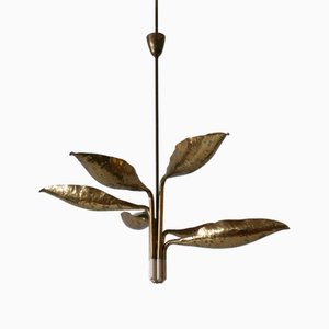 Hammered and Perforated Brass Chandelier by Angelo Lelii for Arredoluce, Italy, 1950s