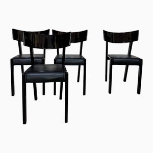 Tati Dining Chairs in High-Gloss Laquer with Reversible Leather Cushions by Ralf Lindberg for Gärsnäs, Sweden, 1990s, Set of 4