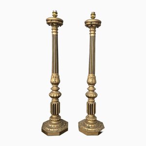 Hohe Gold Tischlampen, 1950, 2er Set