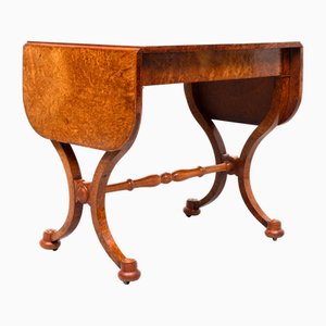 Dutch Empire Burl Wood Veneered Desk or Sofa Table, 1820s