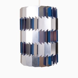 Silver and Blue Facet Pendant by Louis Weisdorf for Lyfa, Denmark, 1960s