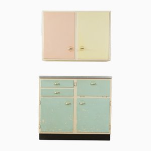 Armoires de Cuisine Pastel, 1950s, Set de 2