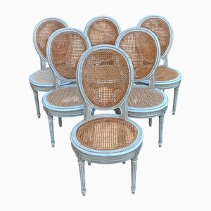 Louis Xvi Cannage Style Medallion Chairs, Set of 6