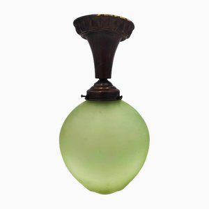 Art Deco Brass Ceiling Lamp, 1920s