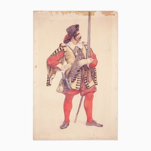 Theodor Hosemann, L'Acteur Karl Seydelmann en Soldat, 1840, Aquarelle
