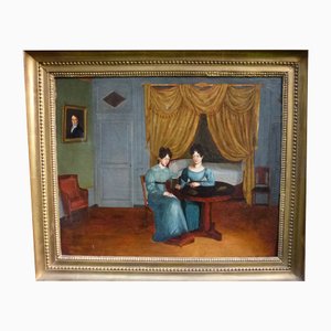 French School Artist, Scene in the Genre Style, 19th Century, Oil on Canvas