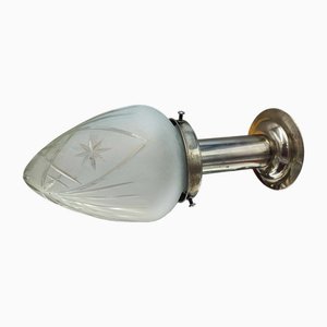 Plafonnier Art Déco en Laiton Plaqué Nickel, 1920s