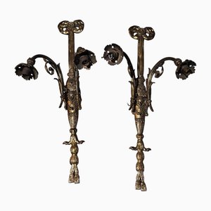 Double Applique Murale en Laiton, 1890s